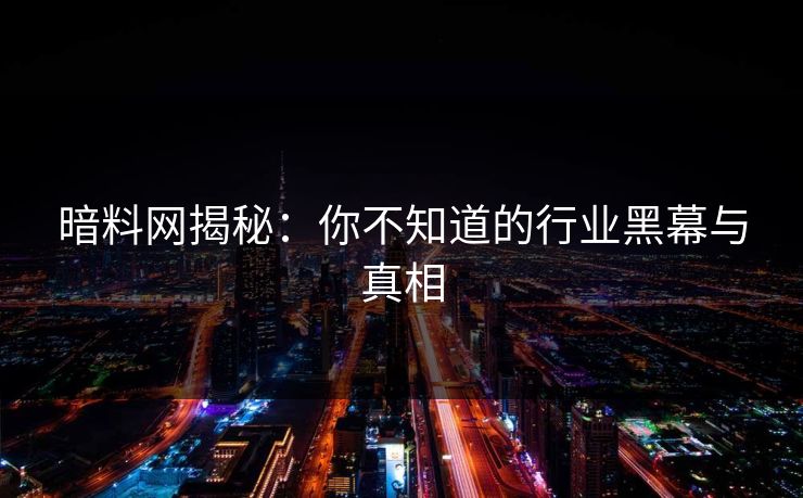 暗料网揭秘：你不知道的行业黑幕与真相
